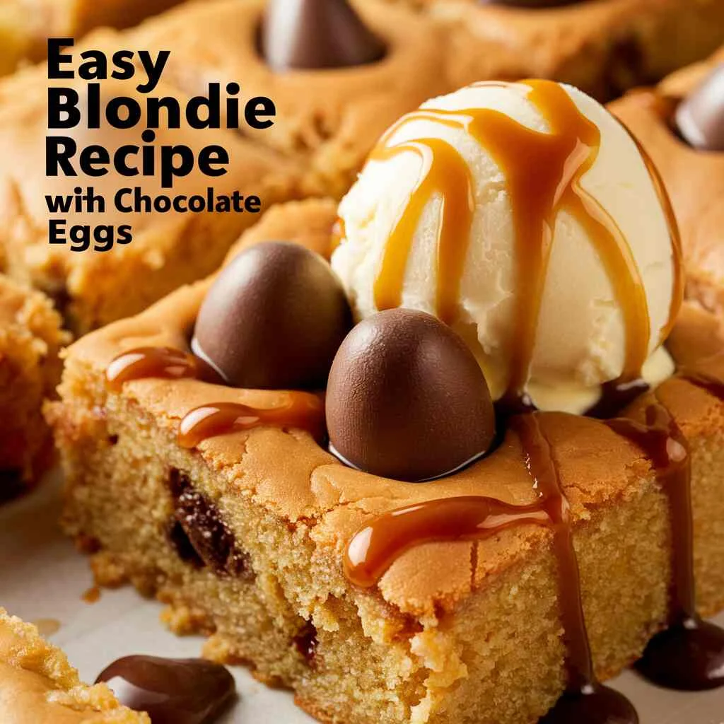 Easy Blondie Recipe with Chocolate Eggs