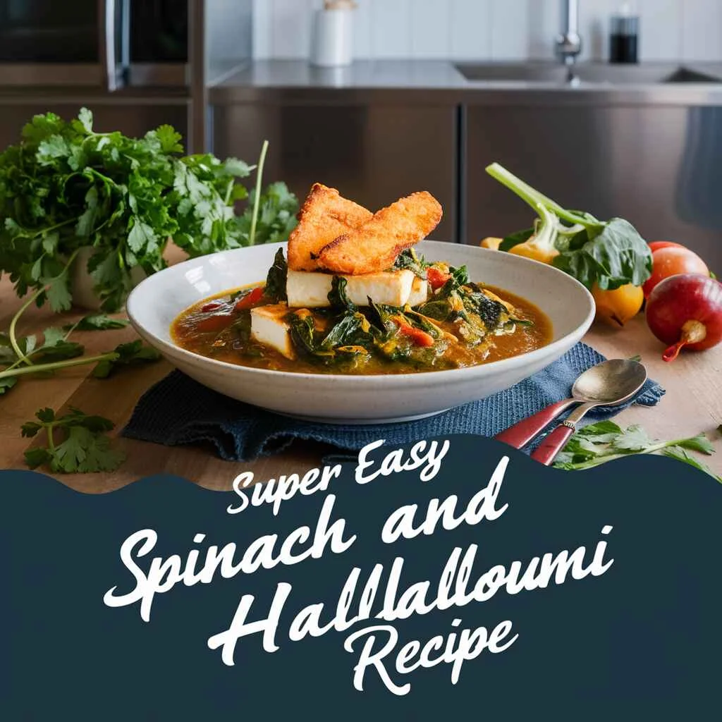 super easy spinach and halloumi curry